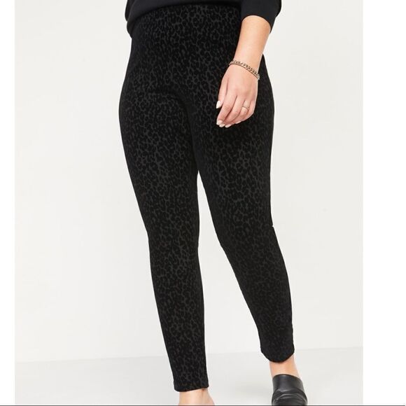 NWT Old Navy Black High-Waisted Stevie Leopard-Print Pants Small - Picture 6 of 15